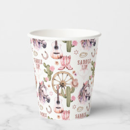 Rustikales Cowgirl Babydusche Pink Western Cup Pappbecher