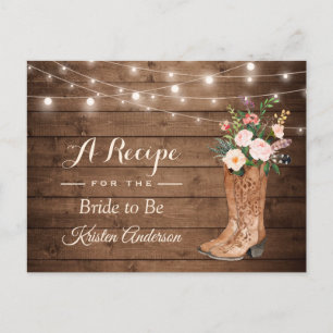 Rustikales Cowgirl Boots Blume Brautparty Rezept Postkarte