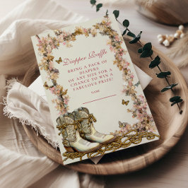 Rustikales Cowgirl Boots Diapper Raffle Begleitkarte