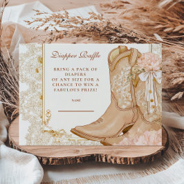 Rustikales Cowgirl Boots Flora Diapper Raffle Begleitkarte