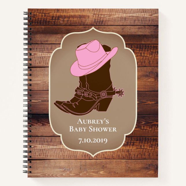 Rustikales Cowgirl Boots & Hat Barn Wood Plank Notizbuch (Vorderseite)