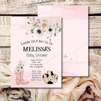 Rustikales Cowgirl-Thema Sattel up Baby Dusche Einladung
