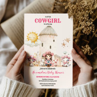 Rustikales Cowgirl Western Rosa Kuh Babydusche
