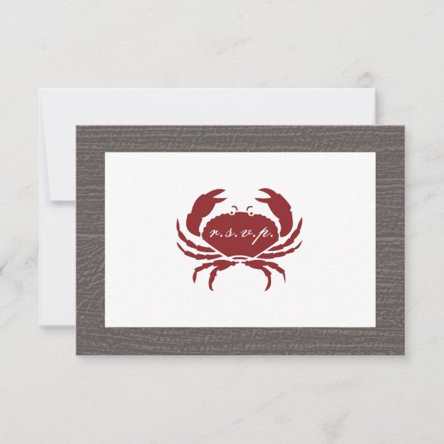 Rustikales Crab Wedding RSVP Karte (Vorderseite)
