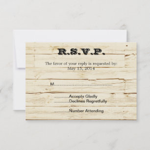 Rustikales Cream Wood UAWG RSVP Karte