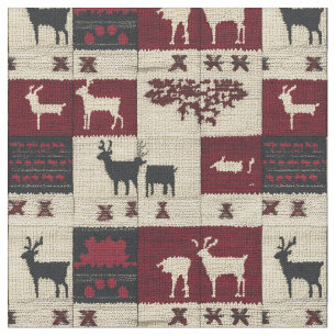 Rustikales Cross-Stitch Patchwork   Folk Holiday M Stoff