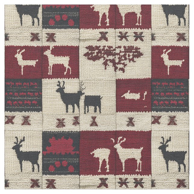 Rustikales Cross-Stitch Patchwork | Folk Holiday M Stoff (Nahaufnahme)