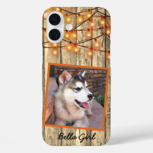 Rustikales Custom Square Foto Alaskan Malamute Pup iPhone 16 Plus Hülle