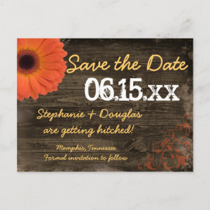Rustikales Daisy Barn Wood Save the Date Postkarte