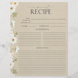 Rustikales Daisy Brautparty Recipe Binder Page