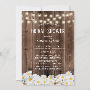 Rustikales Daisy Floral Barn Wood Brautparty Einladung