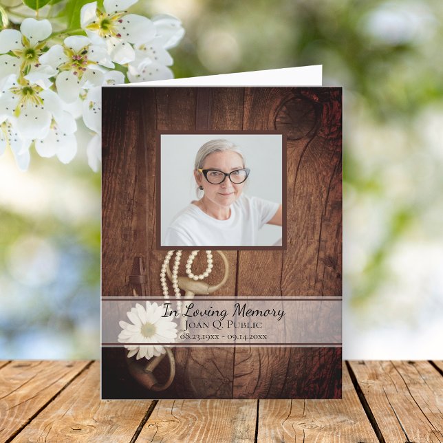 Rustikales Daisy Horse Bit Western Beerdigung Beil Dankeskarte (Von Creator hochgeladen)