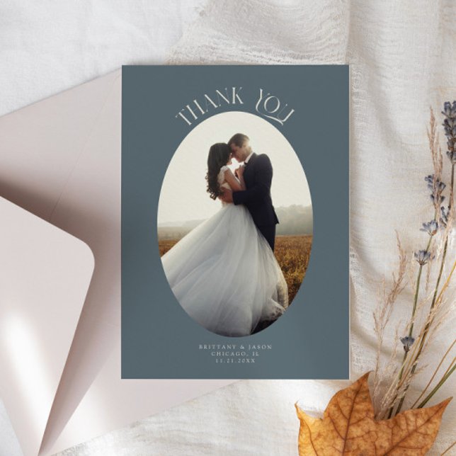 Rustikales Dankeschön an Oval Frame Slate Wedding  Dankeskarte (Von Creator hochgeladen)