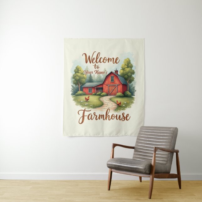 Rustikales Dekor des Red Barn Farmhouse Wandteppich (Beispiel)