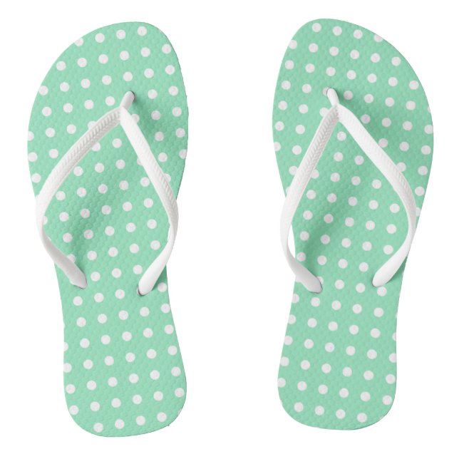 Rustikales Design, weiße Punkte, grüne Vorlage Flip Flops (Fußbett)