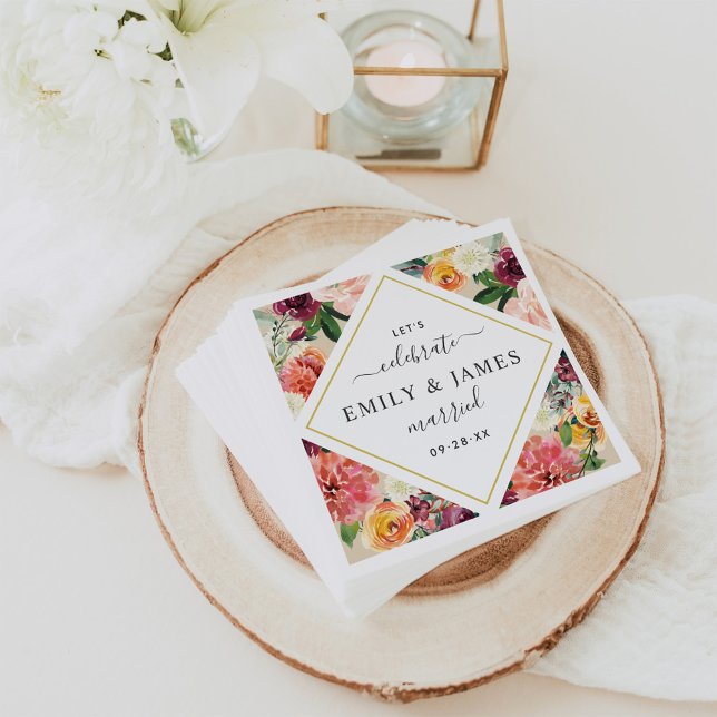 Rustikales Diamant Burgundy Wedding Monogram Serviette (Von Creator hochgeladen)