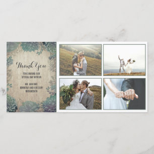 Rustikales die Wedding Holz und Succulents danken Dankeskarte