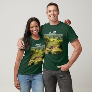 Rustikales Dorf Landschaft T-Shirt Landleben Nat