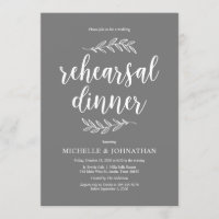 Rustikales Drehbuch, Grau, Hochzeit-Probe-Dinner