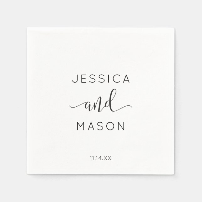 Rustikales Drehbuch Hochzeit Napkin Cocktail Napki Serviette (Vorderseite)