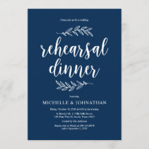 Rustikales Drehbuch, Navy Blue, Hochzeitsessen Pro