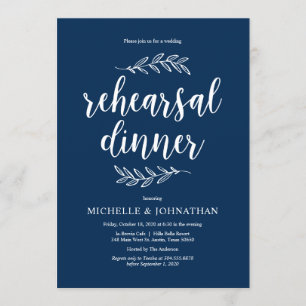 Rustikales Drehbuch, Navy Blue, Hochzeitsessen Pro Einladung
