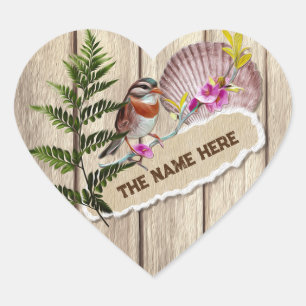 Rustikales Drehpapier Holzölfarbe Persönliche Beze Herz-Aufkleber