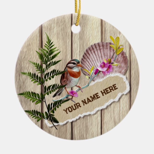 Rustikales Drehpapier Holzölfarbe Persönliche Beze Keramik Ornament (Vorne)