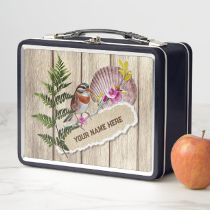 Rustikales Drehpapier Holzölfarbe Persönliche Beze Metall Brotdose