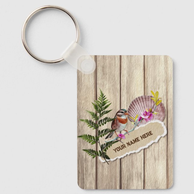 Rustikales Drehpapier Holzölfarbe Persönliche Beze Schlüsselanhänger (Vorderseite)