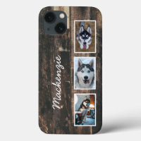 Rustikales Drei-Foto-Holzkollektiv Name Case-Mate 