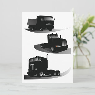 Rustikales Drei-Schwarz-LKW-Design im Vintage-Stil Einladung