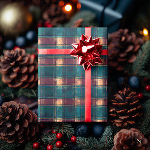 Rustikales Dunkelblau-Rotkariertes Muster – Warme Geschenkpapier