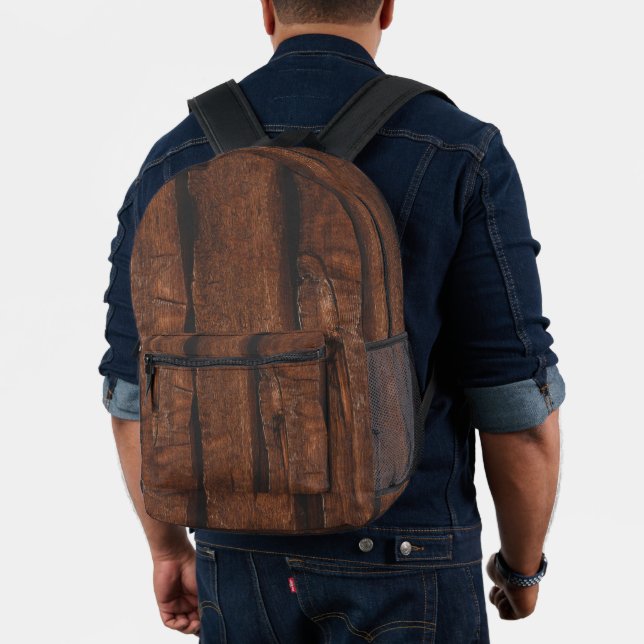 Rustikales dunkelbraunes Holz Bedruckter Rucksack (Insitu (Modell))