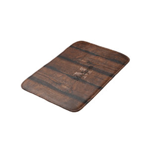 Rustikales dunkelbraunes Holz Monogram Badematte
