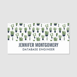 Rustikales dunkelgrünes Kaktus Wüstenmuster Beruf Namensschild