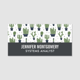 Rustikales dunkelgrünes Kaktus Wüstenmuster Beruf Namensschild