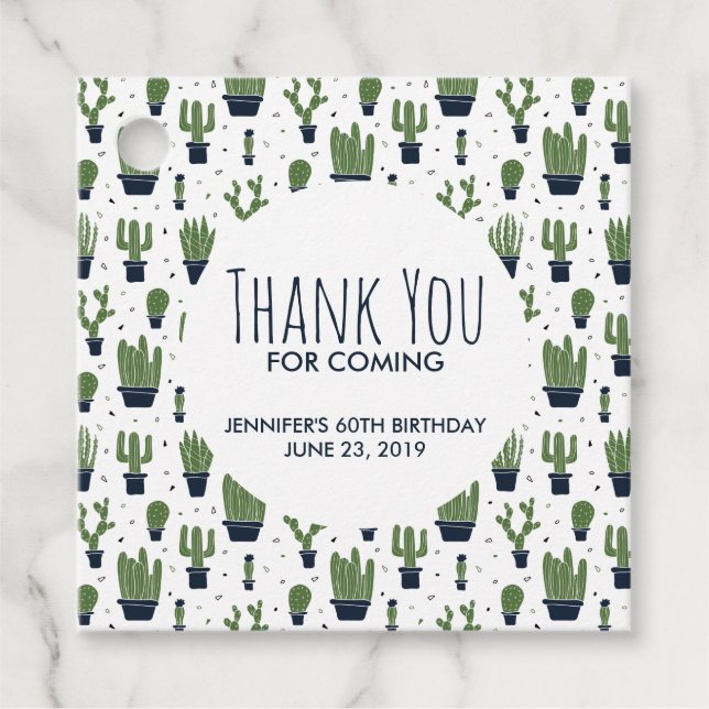 Rustikales dunkelgrünes Kaktus Wüstenmuster Geburt Geschenkanhänger (Vorderseite)