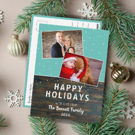 Rustikales Dunkelholz Schneeferien 2 Foto Postkarte