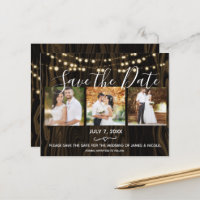 Rustikales dunkles Holz & Foto Save the Date