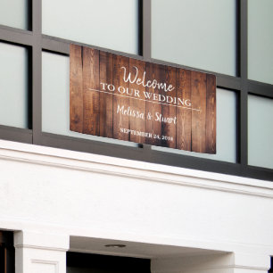 Rustikales dunkles Scheunenholz Begrüßung Banner
