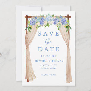 Rustikales Dusty Blue Watercolor Hydrangea Save The Date