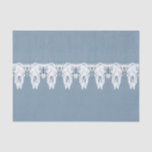 Rustikales Dusty Blue White Western Bull Skull Pat