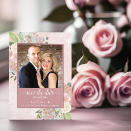 Rustikales Dusty Rose Spring Floral Wedding Foto Save The Date