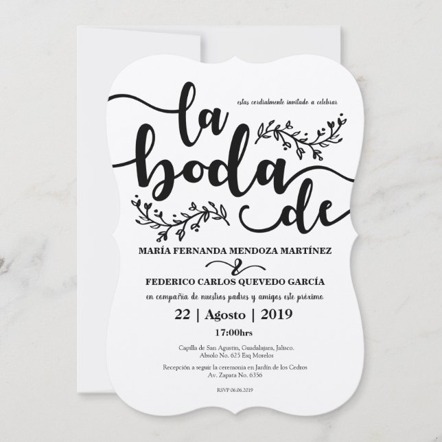 Rustikales Editable Spanisch Inviation Einladung (Vorderseite)