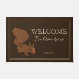 Rustikales Eichhörnchen Familienname Willkommen Fußmatte