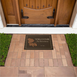 Rustikales Eichhörnchen Familienname Willkommen Fußmatte