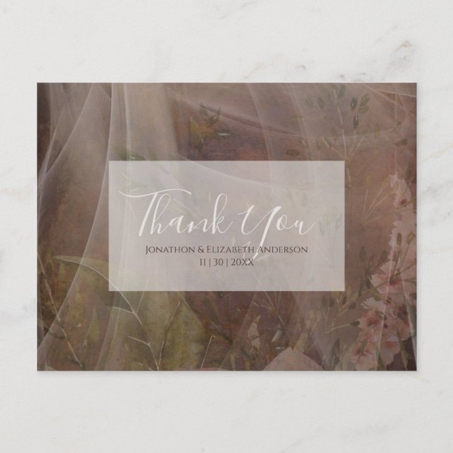 Rustikales Eisen und Spitzen Hochzeit Elegantes Fl Postkarte (Vorderseite)