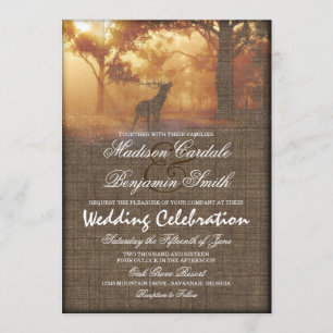 Rustikales Elch Woodland Burlap Print Wedites Einladung