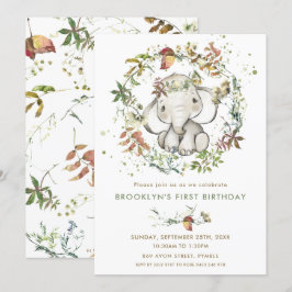 Rustikales Elefant Fall Leafy Geschlecht Neutrale  Einladung